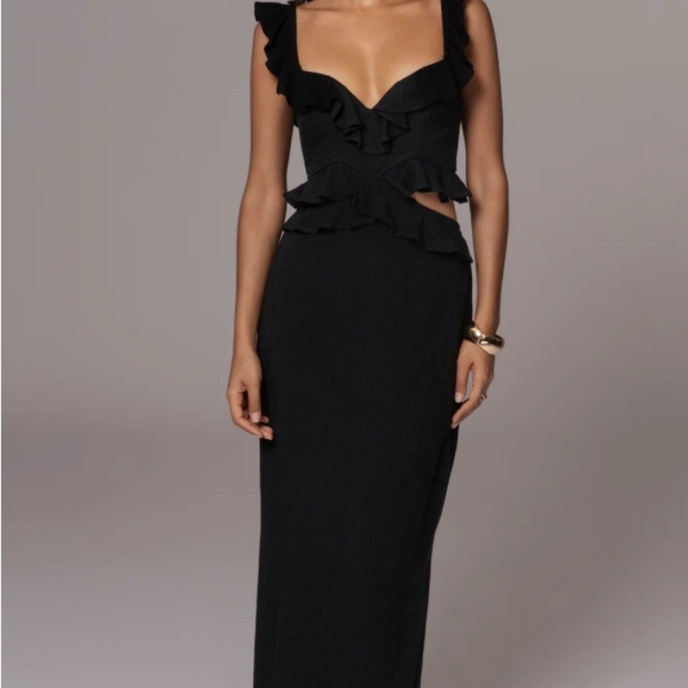 JLUXLABEL BLACK BRIGHTER DAYS LINEN MAXI DRESS